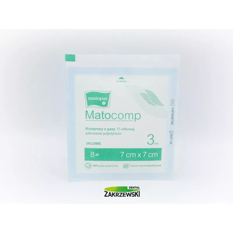 Стерильные компрессы 7 х 7 см. 17 ниток. op. 3 шт. Matocomp