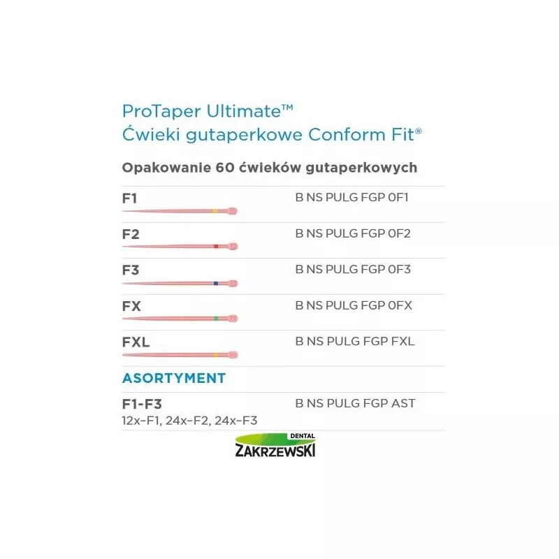 Gutaperka do ProTaper Ultimate op. 60 шт. Maillefer