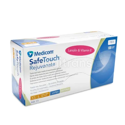 Латексные перчатки SafeTouch Rejuvenate с ланолином и витамином Е
