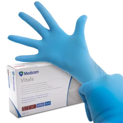 Нитриловые перчатки Vitals без порошка Blue Medicom 100 шт.