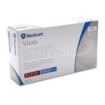 Нитриловые перчатки Vitals без порошка Blue Medicom 100 шт. — фото 3
