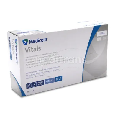 Нитриловые перчатки Vitals без порошка Blue Medicom 100 шт. — фото 4