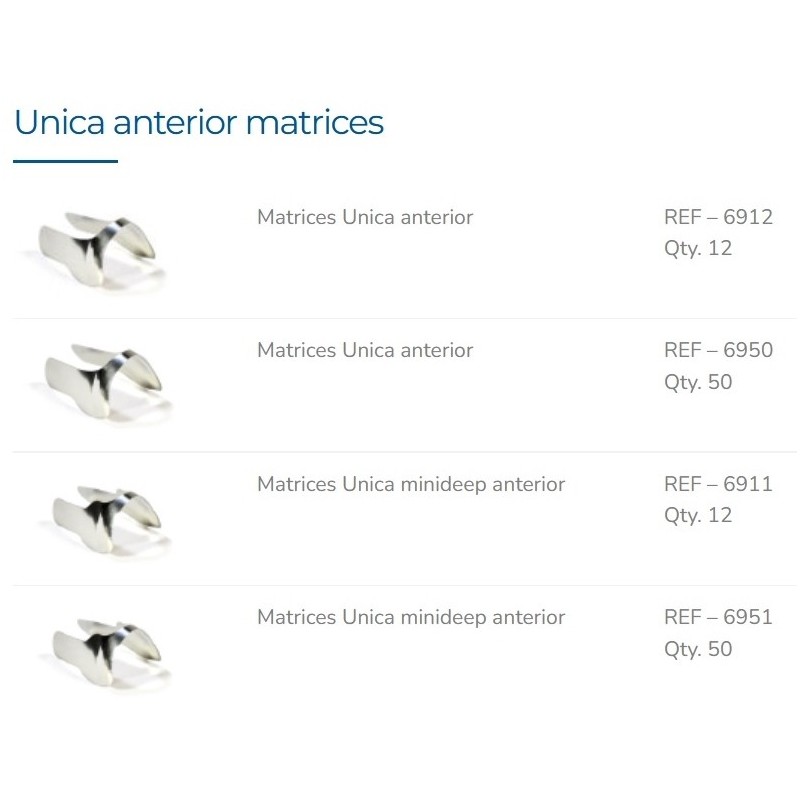 Unica Anterior 50 шт. металлические полоски для передних зубов Polydentia