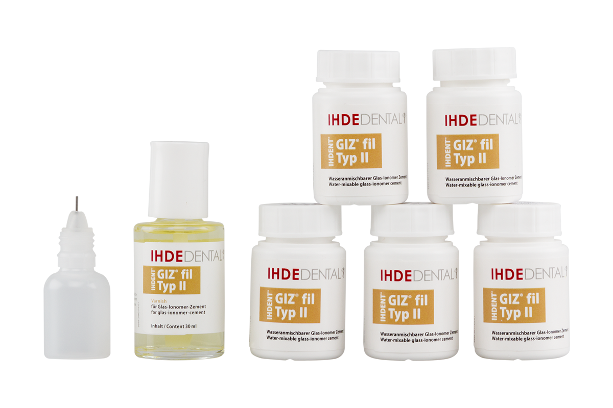 GIZ fil Type II Набор 10 г х 5 шт + 30 мл IHDE DENTAL.