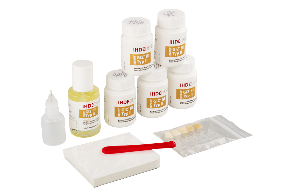 GIZ fil Type II Набор 10 г х 5 шт + 30 мл IHDE DENTAL.