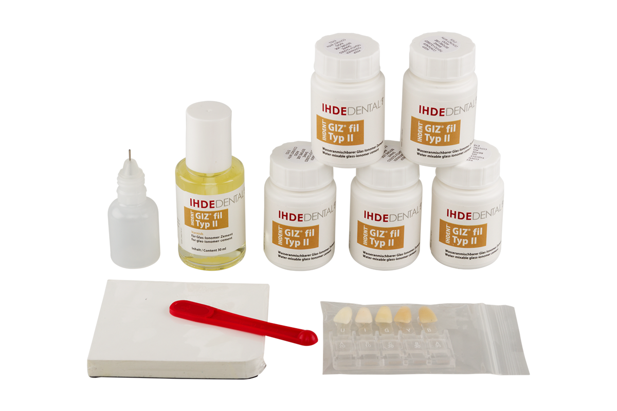 GIZ fil Type II Набор 10 г х 5 шт + 30 мл IHDE DENTAL.