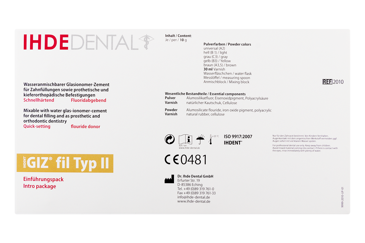 GIZ fil Type II Набор 10 г х 5 шт + 30 мл IHDE DENTAL.