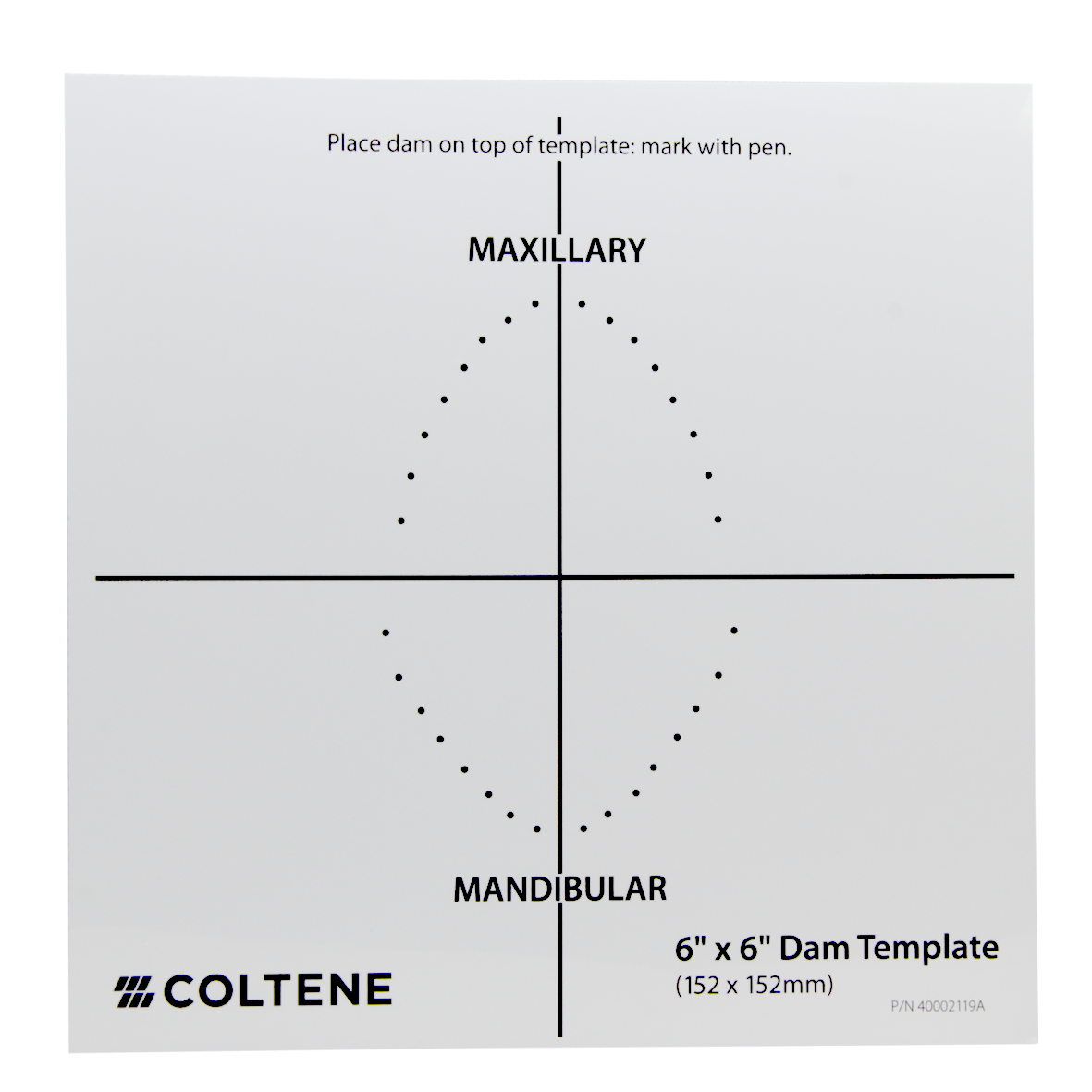 Шаблон 6 x 6 Шаблон коффердама Coltene