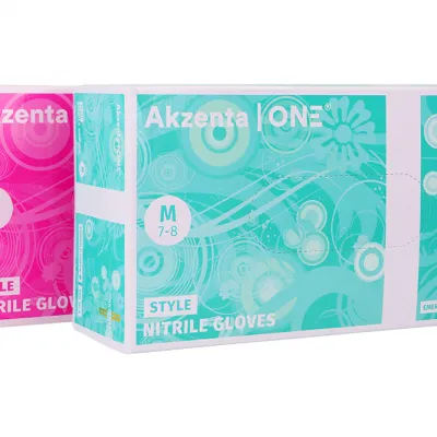 Нитриловые перчатки цветные Akzenta 100 шт.