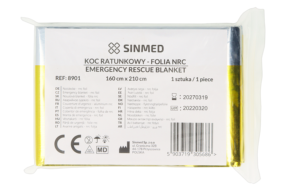 Фольгированное термоодеяло 160 х 210 см Sinmed
