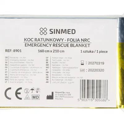 Одеяло 160 x 210cm Sinmed фольги термальное