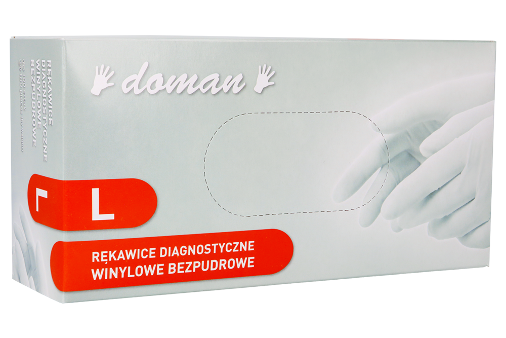 Перчатки виниловые неопудренные Doman, 100 шт.