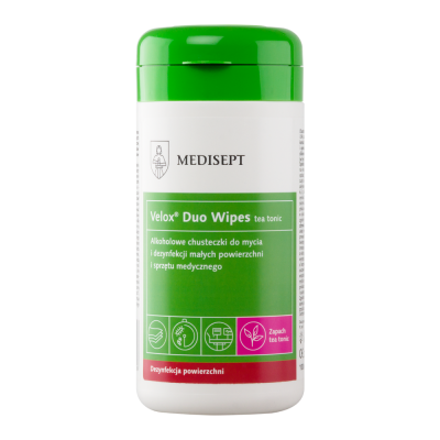 Спиртовые салфетки Velox Duo Wipes tea tonic в контейнере 100 шт. Medisept