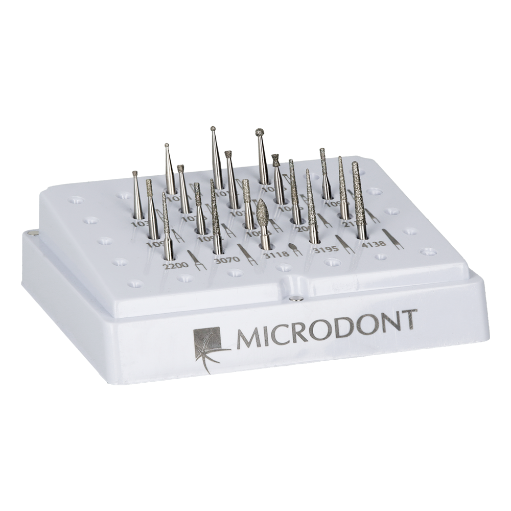 Набор из 18 алмазных сверл Microdont.