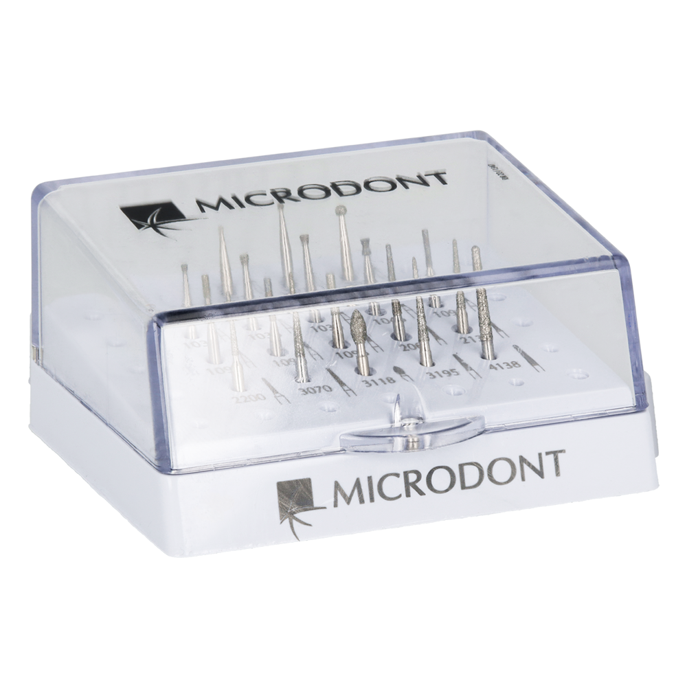 Набор из 18 алмазных сверл Microdont.