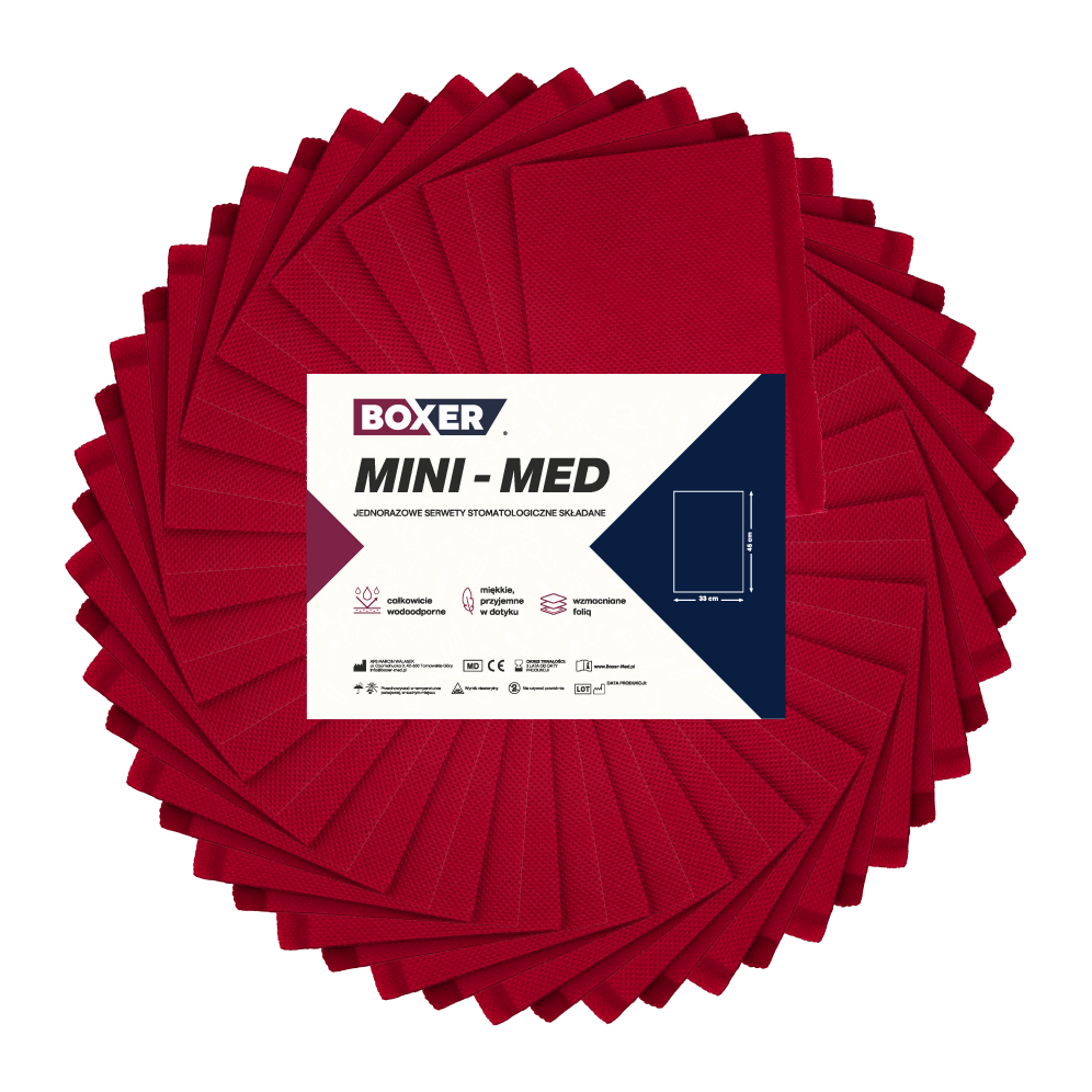 Салфетки MINI-MED складные разрезные 400 шт. Боксёр - Бордовый.