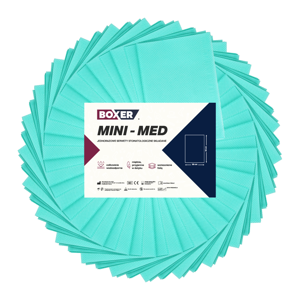Салфетки MINI-MED складные разрезные 400 шт. Боксёр - Медицинский зеленый.