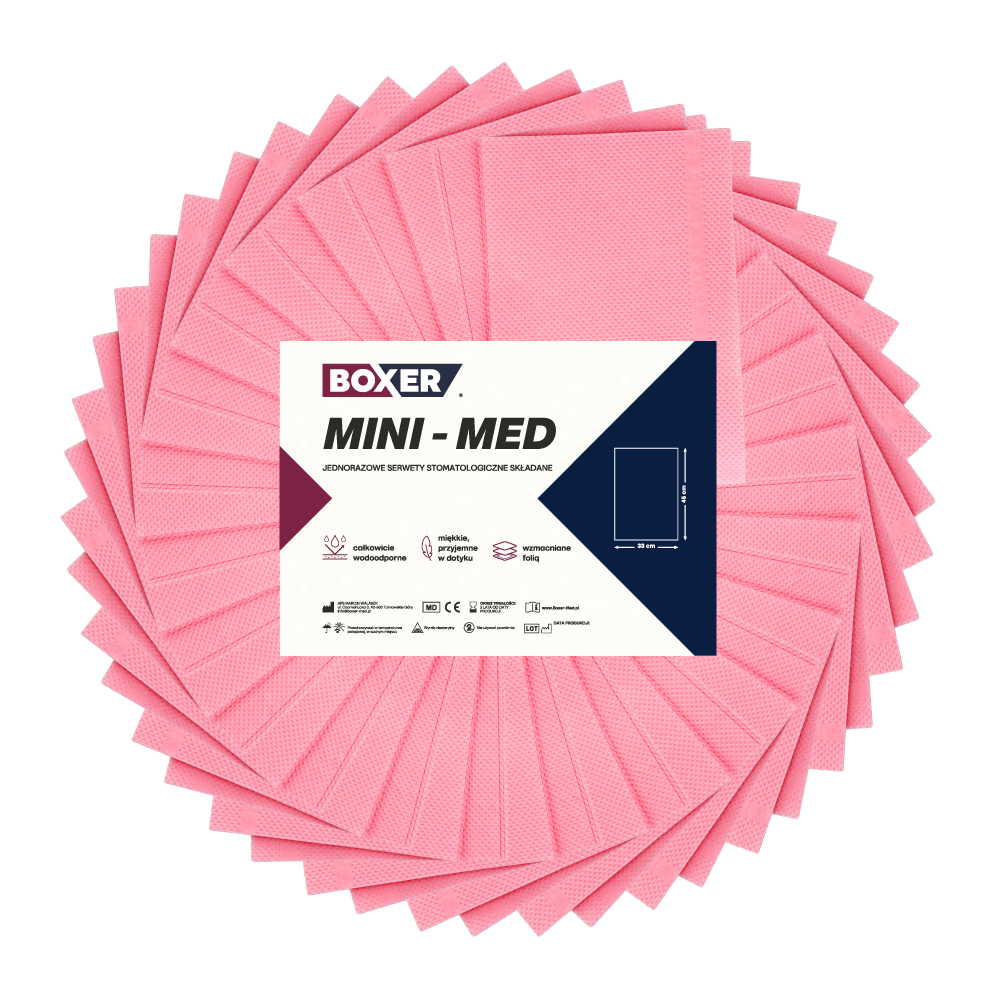 Салфетки MINI-MED складные разрезные 400 шт. Боксер - Розовый.