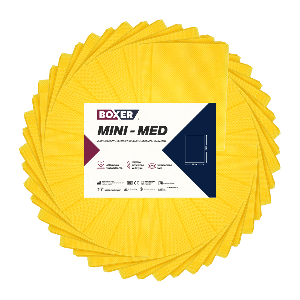 Салфетки складные разрезные MINI-MED 400 шт Boxer - Желтые.