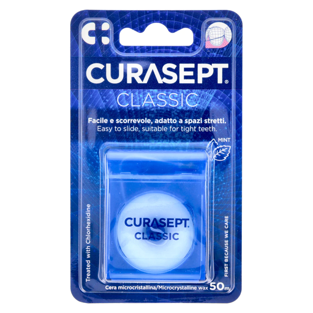 Классическая вощеная зубная нить 50 м Curasept