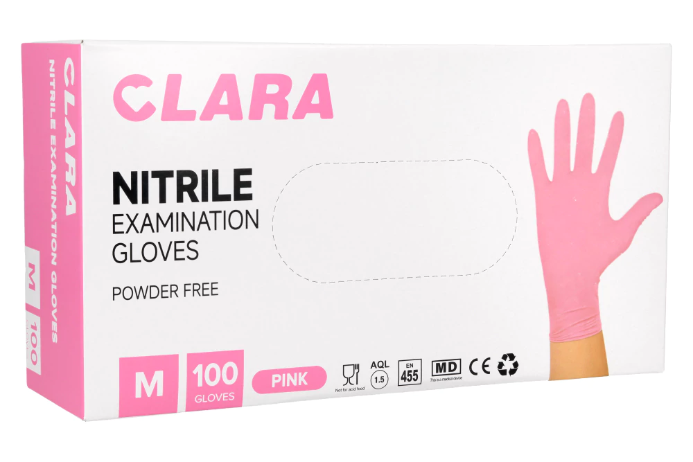 Перчатки нитриловые розовые Clara 100 шт.