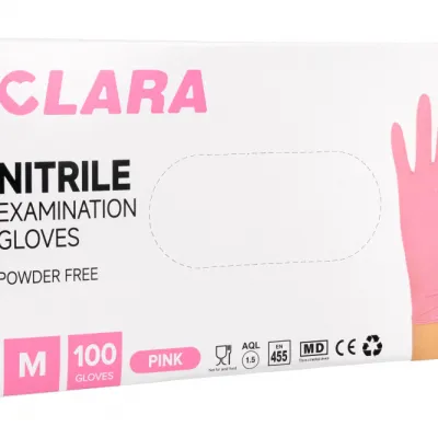 Перчатки нитриловые розовые Clara 100 шт.