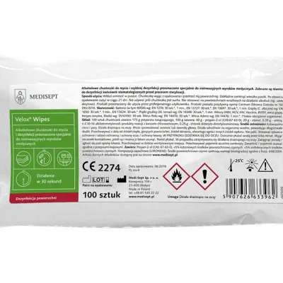 Спиртовые салфетки Velox Wipes картридж 100 шт. Medisept