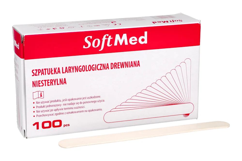 Деревянные шпатели ларингологические нестерильные 100 шт. SoftMed