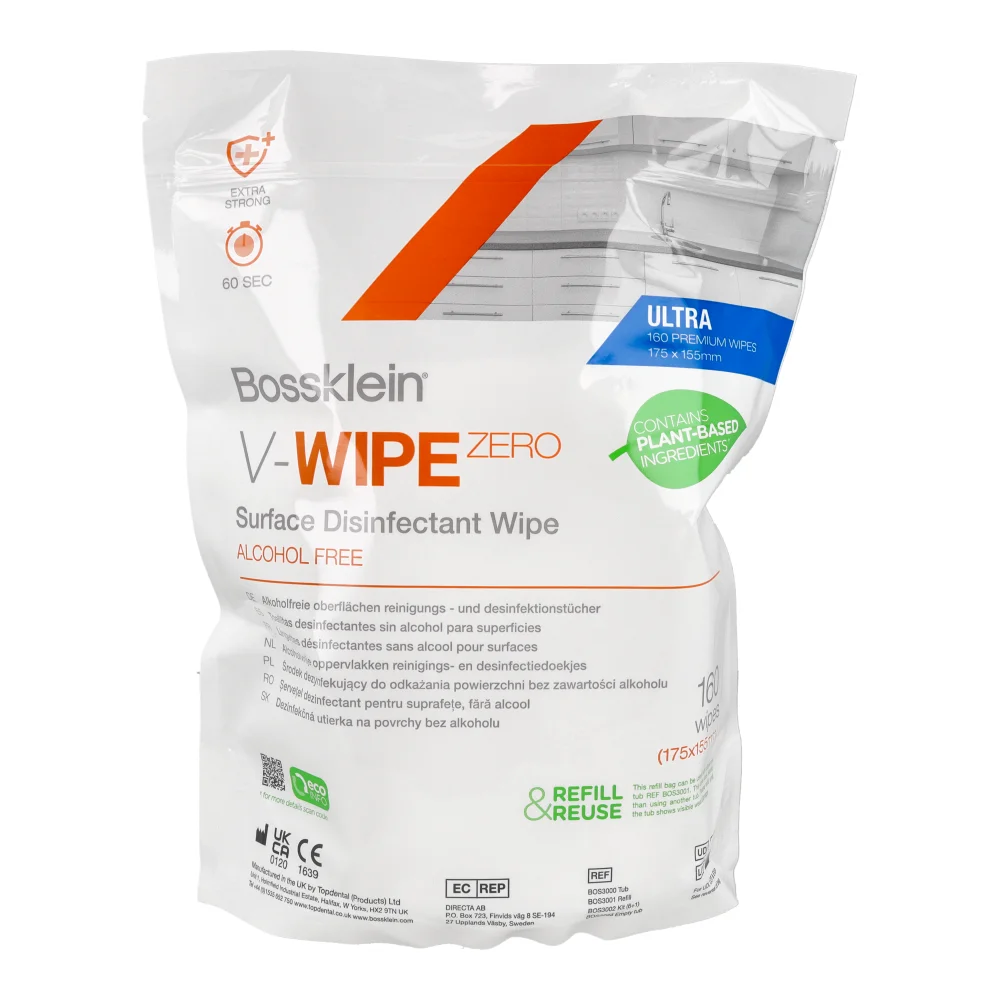 Безспиртовые салфетки Bossklein V-Wipe Zero вкладыш 160 шт.