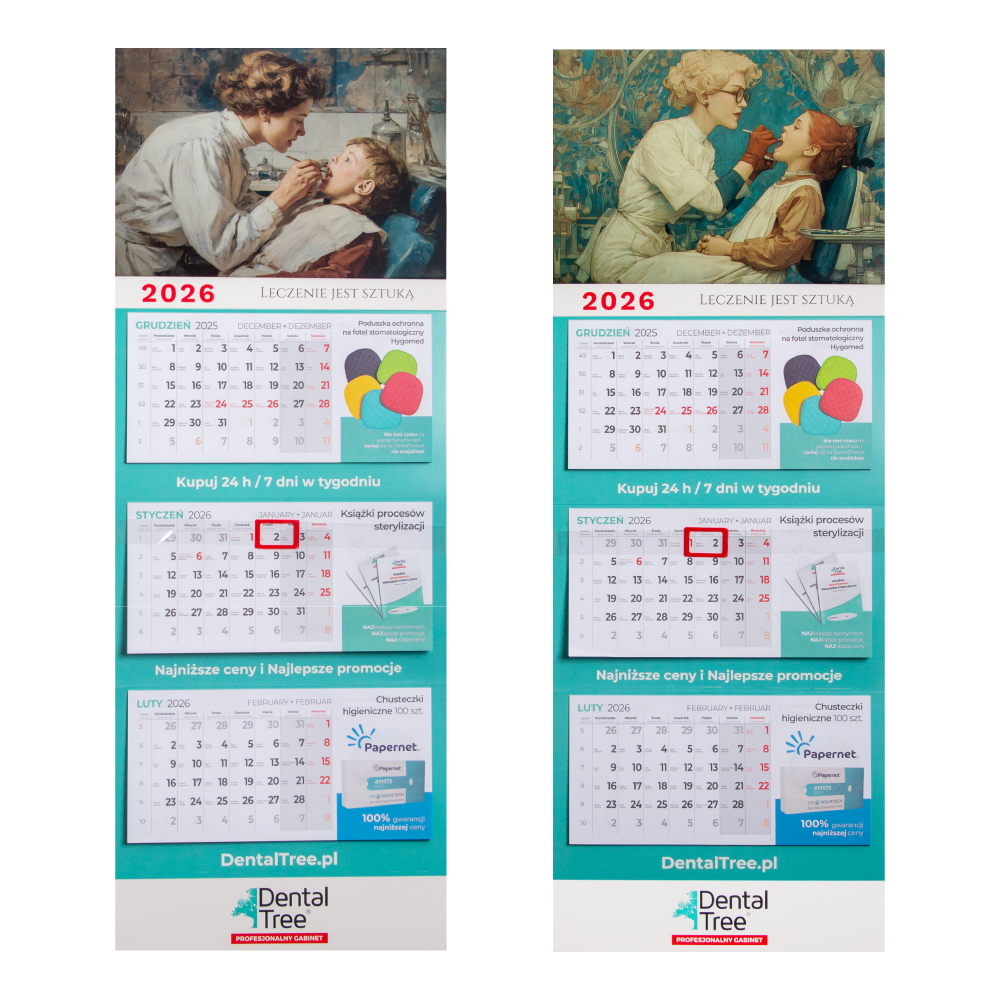 Настенный календарь трёхблочный 2026 DentalTree