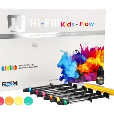 Hi-Fill цветной композитный детский поток 2 г x 6 шт. + 5 ml Bond FSM