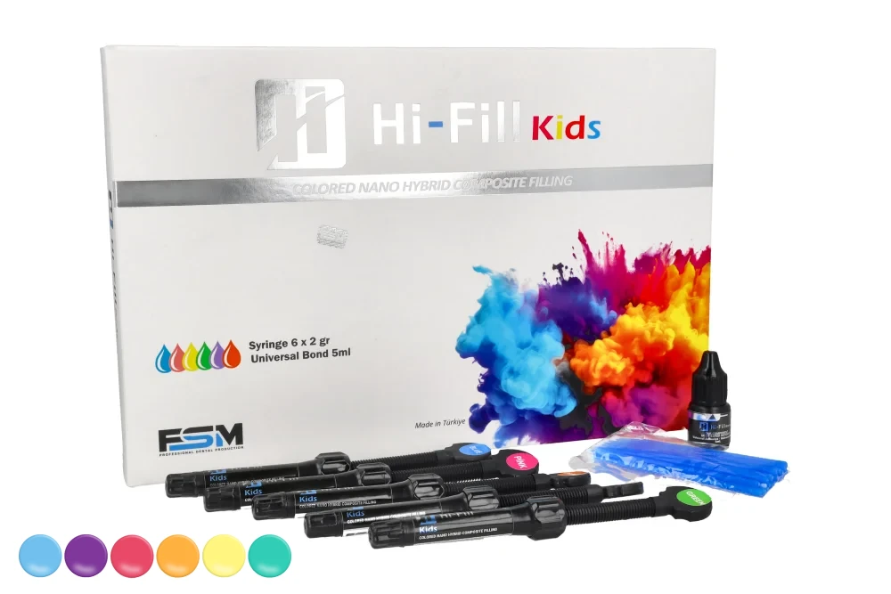 Hi-Fill цветной композитный Kids Nano 2 г x 6 шт. + 5 ml Bond FSM