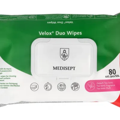 Спиртовые салфетки Velox Duo Wipes tea tonic flow pack 80 шт. Medisept