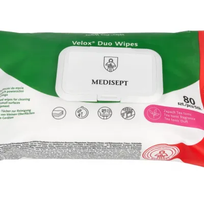 Спиртовые салфетки Velox Duo Wipes tea tonic flow pack 80 шт. Medisept — фото 2