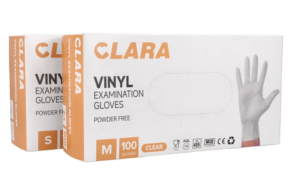 Виниловые перчатки без пудры CLARA 100 шт.