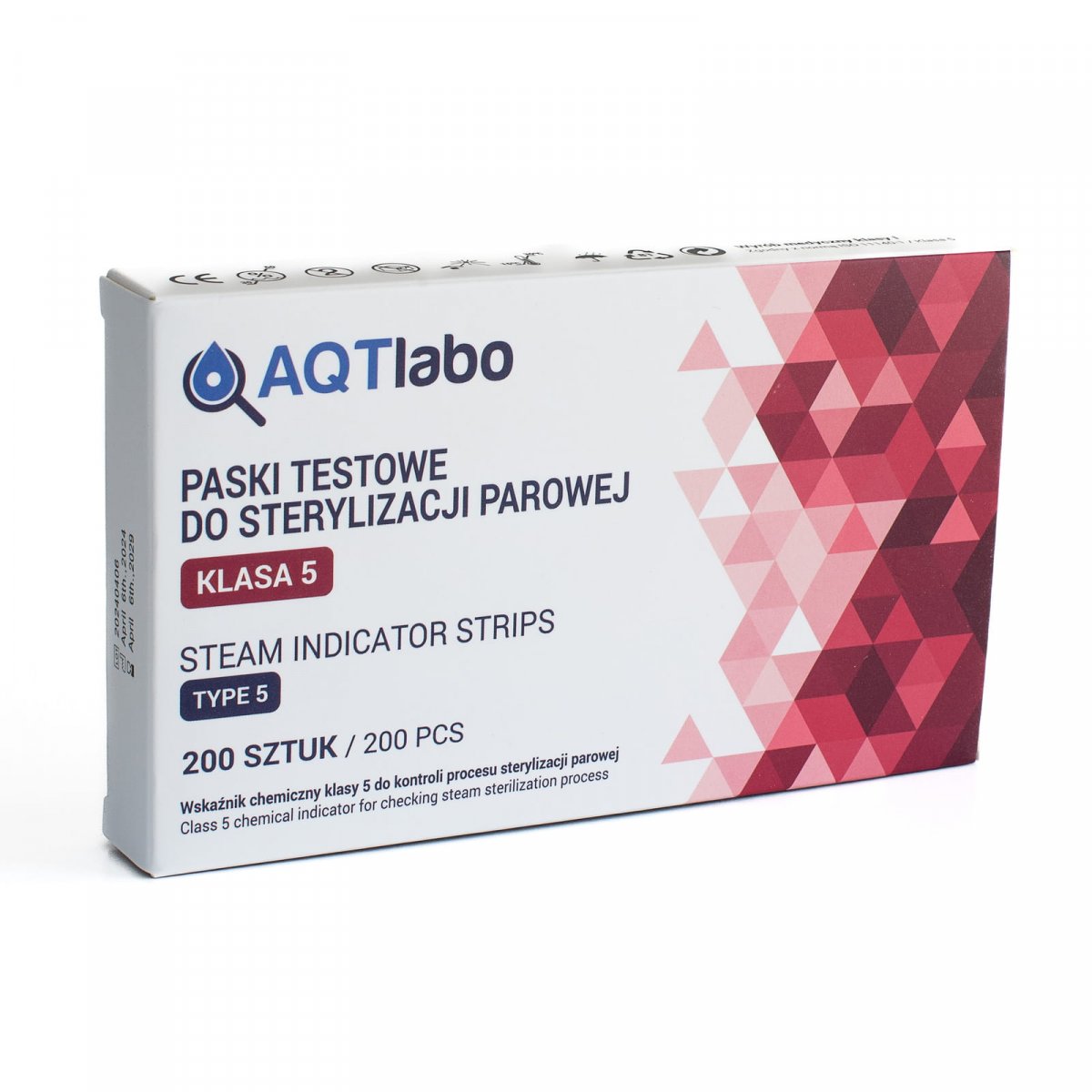 Тест-полоски для паровой стерилизации класс 5 200 шт. AQTlabo