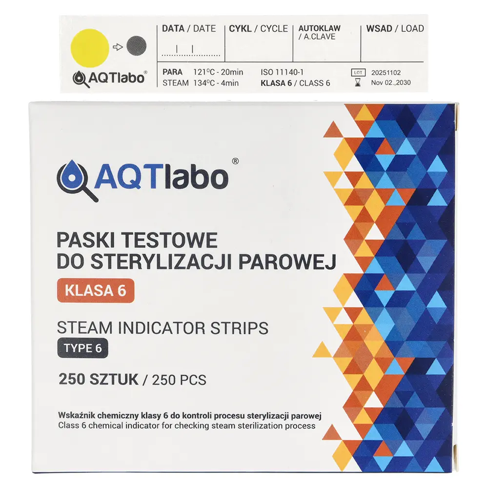 Тест-полоски для паровой стерилизации KL. 6 250 шт. AQTlabo