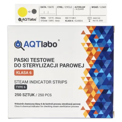 Тест-полоски для паровой стерилизации KL. 6 250 шт. AQTlabo