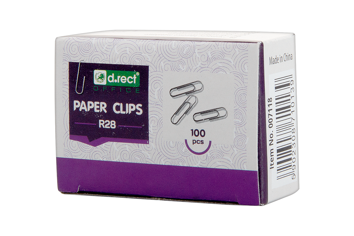 Канцелярские скрепки 28 мм, 100 шт.