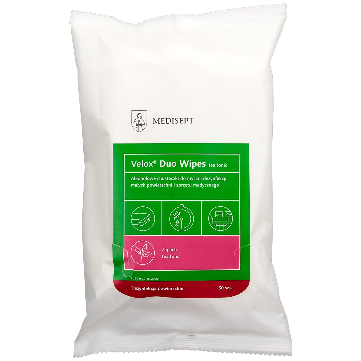 Спиртовые салфетки Velox Duo Wipes tea tonic flow pack 50 шт. Medisept